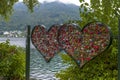 Love locks at Gmunden lake Austria