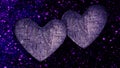 Two Heart Shaped Rocks over a dark background with hearts Royalty Free Stock Photo