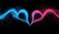 Two hearts in the air with blue and pink colors Royalty Free Stock Photo