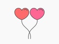 Two hearts balloons. Love concept