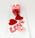 Two hearts and candle love Valentine's Day