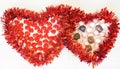 Two hearts with candy Royalty Free Stock Photo