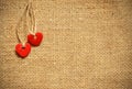 Two hearts on canvas Royalty Free Stock Photo