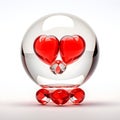 Two hearts in crystal glass sphere Royalty Free Stock Photo