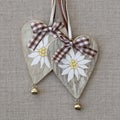 Two hearts with edelweiss Royalty Free Stock Photo