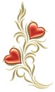 Two hearts with floral ornament Royalty Free Stock Photo