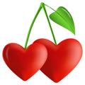 Two hearts in the form of berries on a branch Royalty Free Stock Photo