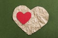 Two hearts on a green background. Valentine`s Day. Paper hearts Royalty Free Stock Photo
