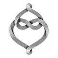 Two hearts intertwine forming an infinity sign made of stippled mobius strips. Symbol of eternal love. Vector illustration Royalty Free Stock Photo