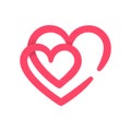 two hearts line icon vector illustration