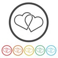 Two hearts linked icon. Set icons in color circle buttons Royalty Free Stock Photo