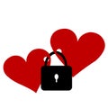 Two hearts locked with the lock Royalty Free Stock Photo