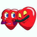 Two hearts in love. Valentines card. Heards hug. Royalty Free Stock Photo