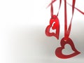 Two hearts for lovers. Red with a red ribbon. On a transparent background Royalty Free Stock Photo