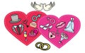 Two hearts, male and female wedding accessories