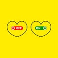 Two hearts with on and off switches Royalty Free Stock Photo