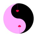 Two red hearts in yin yang symbol. Vector illustration. Royalty Free Stock Photo