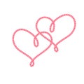 Two pink hearts rope