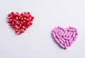 Two hearts, pomegranats heart vs pills heart. Choosing between medicine pills and natural treatment. Making decision between