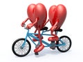 Two hearts riding tandem bicycle Royalty Free Stock Photo