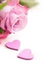 Two hearts and a rose Royalty Free Stock Photo