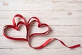 Two Hearts on Wooden , Valentine Day, Wedding Love Concept Royalty Free Stock Photo