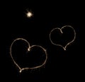 Two hearts from sparkler