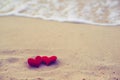 Two hearts on the summer beach Royalty Free Stock Photo