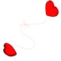 Two hearts tied together. Royalty Free Stock Photo