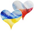 Two hearts with Ukrainian and Polish flags Royalty Free Stock Photo