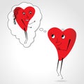 Two hearts whit face and body - dream - funny vector