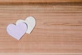 Two hearts on wooden background. Valentine Day, wedding love concept Royalty Free Stock Photo