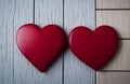 two hearts on wooden background. valentine day, wedding love concept Royalty Free Stock Photo