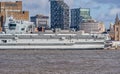 Two helicopters on the flight deck of the HMS Prince of Wales aircraft carrier Royalty Free Stock Photo