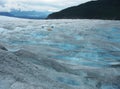 Two Helicopters, Tent And A Dozen Of Hikers On Mendenhall Glacier, Alaska Royalty Free Stock Photo