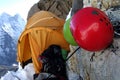 Two helmets on Ama Dablam Royalty Free Stock Photo