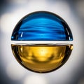 Two hemispherical glass objects, one blue and one gold, positioned side by side Royalty Free Stock Photo