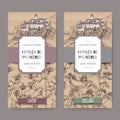 Two Herbes de Provence labels with town, savory and oregano.