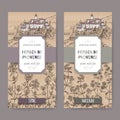 Two Herbes de Provence labels with town, thyme and marjoram