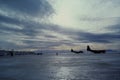 Hercules on the ice runway at McMurdo Station, Ross Island, Antarctica Royalty Free Stock Photo