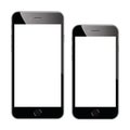 Two high quality black smartphone vector illustrations isolated