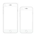 Two high quality white smartphone vector illustrations isolated