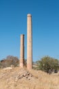 Two historic smokestacks or chimneys in Karibib