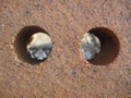 Two Holes in Brick Abstract Royalty Free Stock Photo