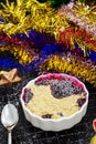 Two Homemade delicious crumble with berries in portioned