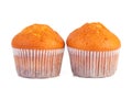 Two homemade muffins isolated on a white