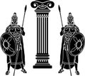 Two hoplits and column Royalty Free Stock Photo