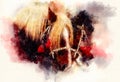 Two horse portrait close up in love on abstract structured space background. Royalty Free Stock Photo