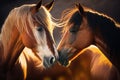 Two Horses in Friendship . AI generated Illustration Royalty Free Stock Photo