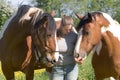 Two horses and a girl